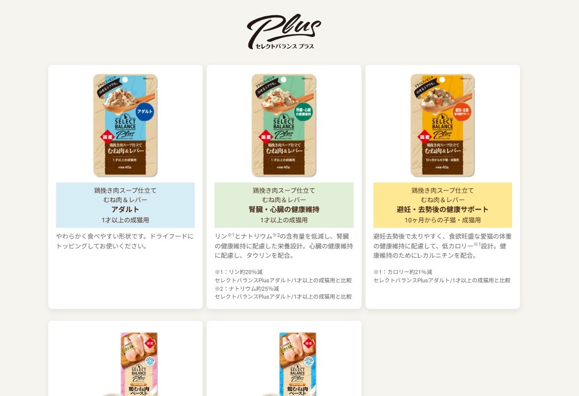 セレクトバランス Plus ウェット シリーズラインナップ