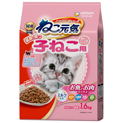 ねこ元気 健康に育つ子ねこ用 お魚とお肉ミックス パッケージ
