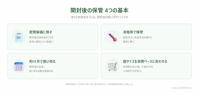 キャットフード開封後の保管4つの基本