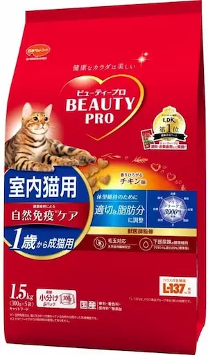 ビューティープロキャットフード 室内猫用 チキン味 パッケージ