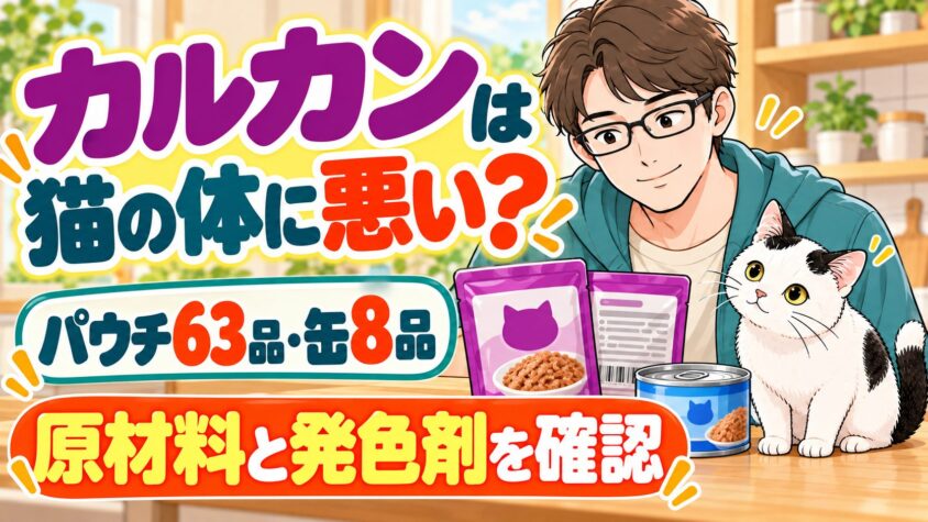 カルカンは猫の体に悪い？パウチ63品・缶8品の原材料と発色剤