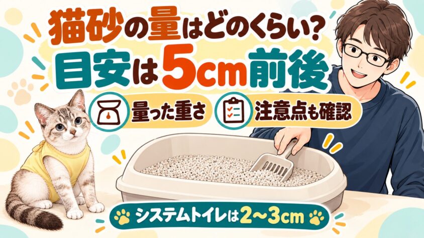 猫砂の量はどのくらい？目安は5cm前後｜量った重さと注意点