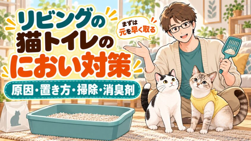 リビングの猫トイレのにおい対策｜原因と置き方・掃除・消臭剤の選び方