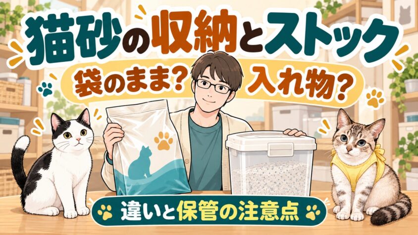 猫砂の収納とストック｜袋のまま・入れ物の違いと保管の注意点